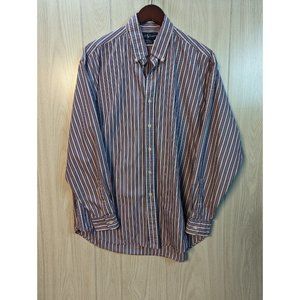 Polo Ralph Lauren Shirt Mens Large Blake  Blue Red Striped Dress Button Up Fit